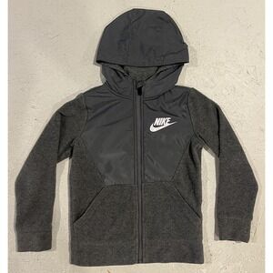 Nike Jacket Hoodie Sportswear Fleece Gray Long Sleeve Full Zip Boys Youth‎ 6